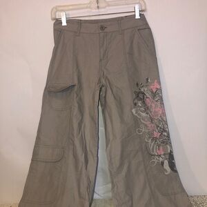 One Elephant Wide-Leg Embroidered Gray Pants